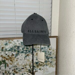 AllSaints Charcoal Gray Logo Baseball Cap. Size Large.